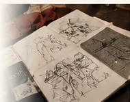 Conceptual fashion research sketchbook imagery